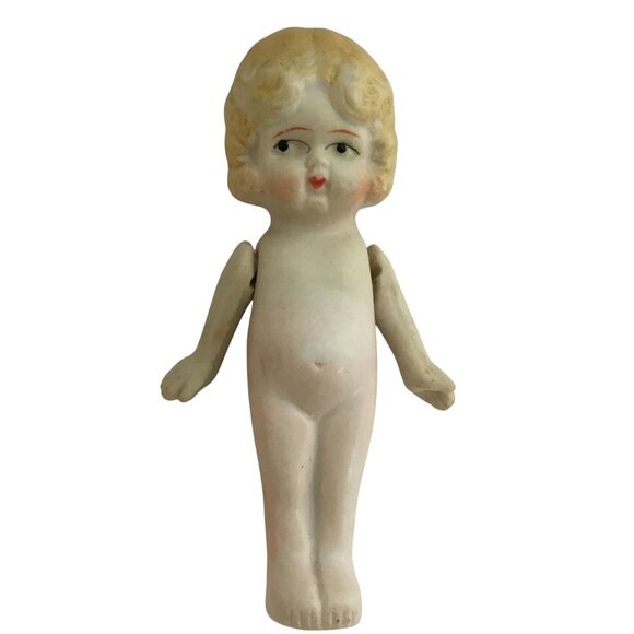 Antique Bisque Kewpie Doll (2) Jointed Arms Crocheted Dress Made In Japan 4 " - Picture 3 of 16